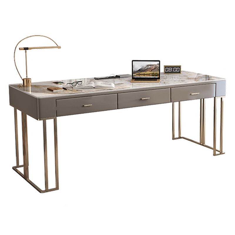 Glam Style 3-drawer Office Desk Sintered Stone Rectangular Desk