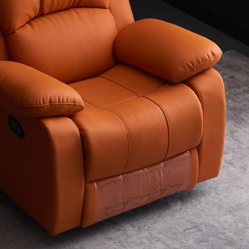 Solid Color Leather Standard Recliner Wood Frame Manual-Handle Recliner Chair