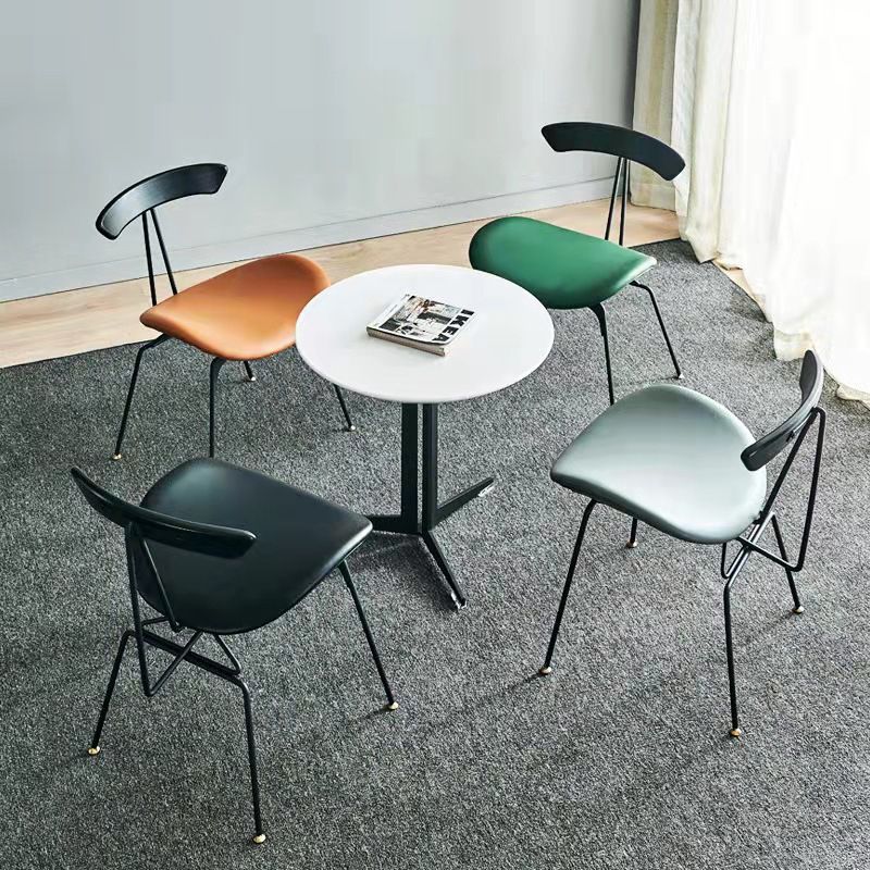 Minimalist Opening Back Kitchen Dining Side Chair Metal Black Dining Side Chair