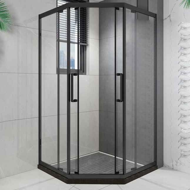 Black Double Sliding Shower Bath Door Framed Clear Shower Doors