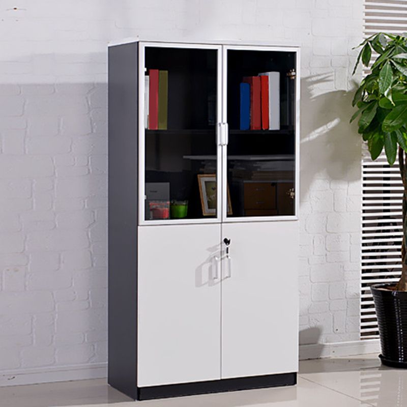 Modern Vertical File Cabinet Glass Detail Wood File Cabinet with Storage Shelves