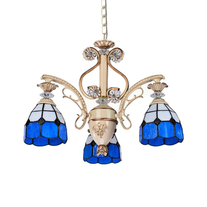 Baroque Dome Shape Chandelier Lumière 5/9/11 Lumières Coupage Éclairage de pendentif en verre en bleu, 23,5 "/31,5" /35,5 "de largeur