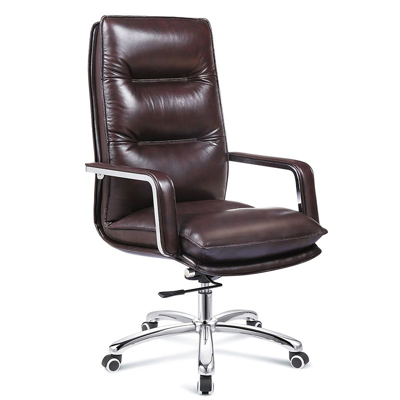 Modern Slide Office Chair Padded Arms No Distressing Leather Desk Chair