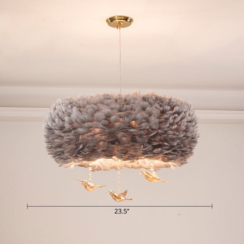 Lustre de lustre en forme de nid de plumes