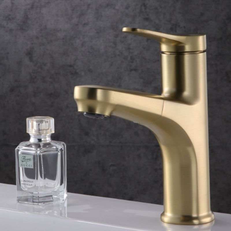 Contemporary Vessel Faucet Copper Pure Color Single Handle Retractable Vessel Faucet