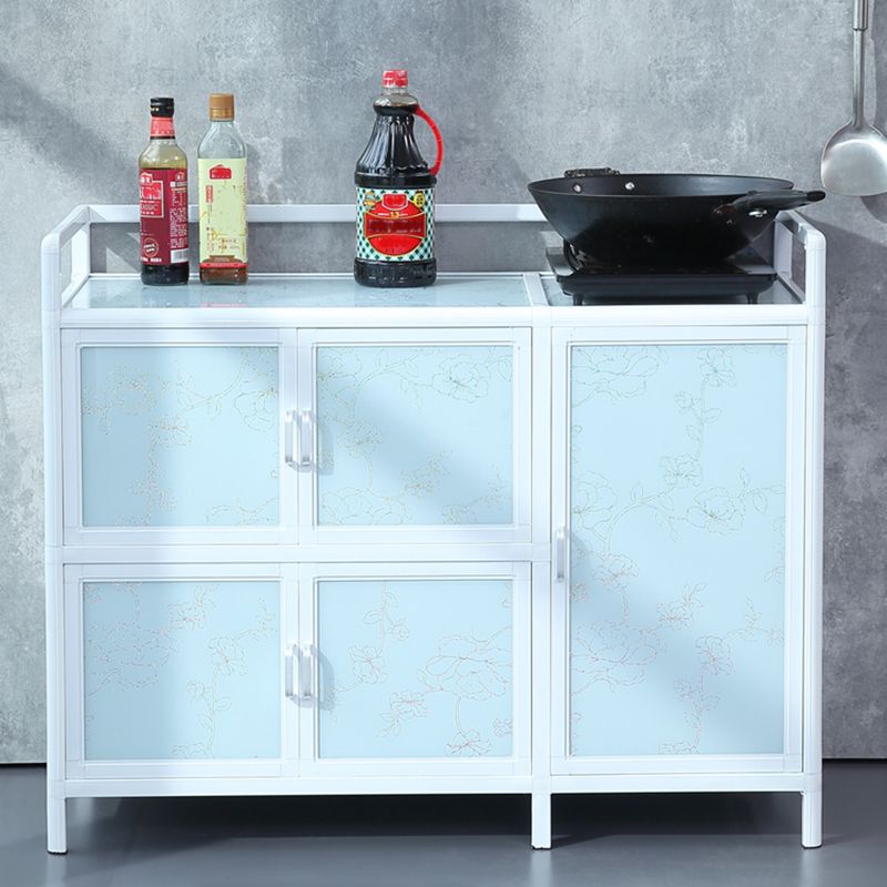 Modern Kitchen Metal Buffet/Console Cabinets Doors Dining Server in White