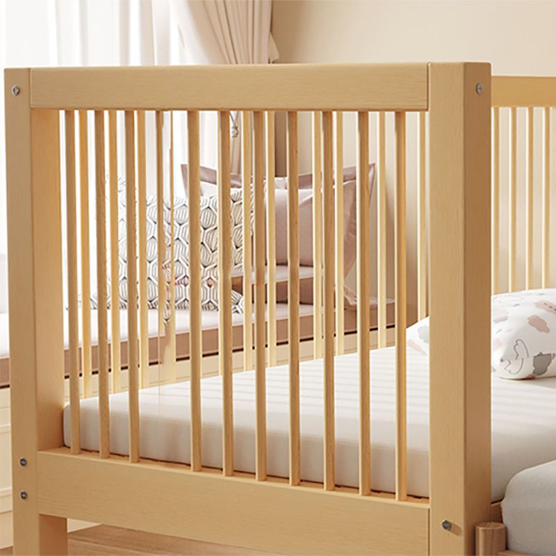 Glam Nursery Bed Wood with Guardrail Washed Natural Baby Crib