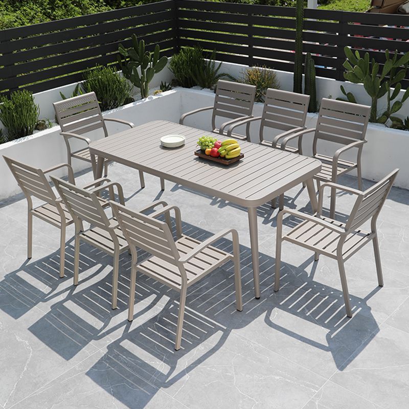 Grey Stacking Dining Side Chair Arms Included Outdoor Bistro Chairs
