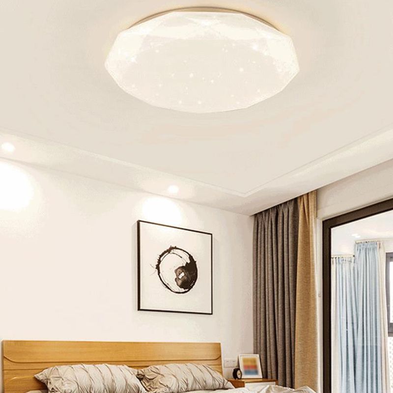 LED Modern Metal Flush Mount Polygon Shape Ceiling Lamp with Acrylic Shade for Living Room