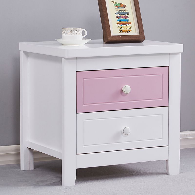 Modern Solid Wood Standard Nightstand with Drawers Kids Bedside Table