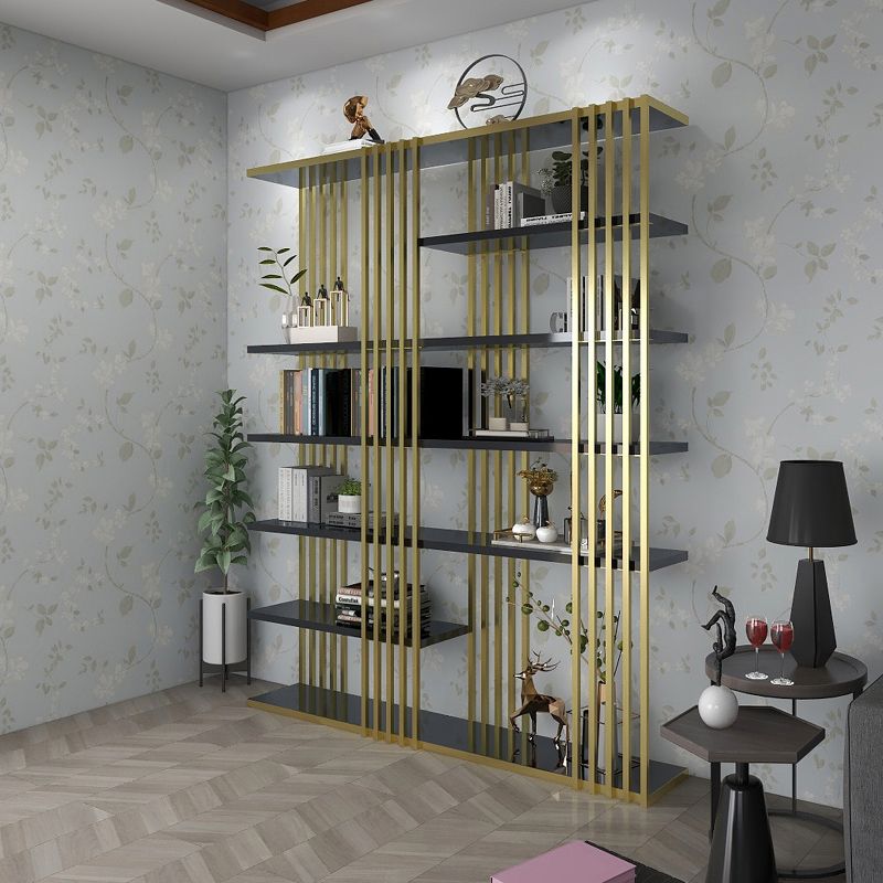 82.67 "H Bücherregal Gold Glam Style Open Back Bücherregal für Home Office Study Room