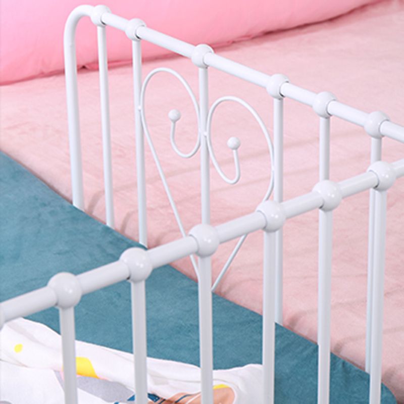 Metal Fixed Side Crib in White Mattress Included Crib with Guardrail