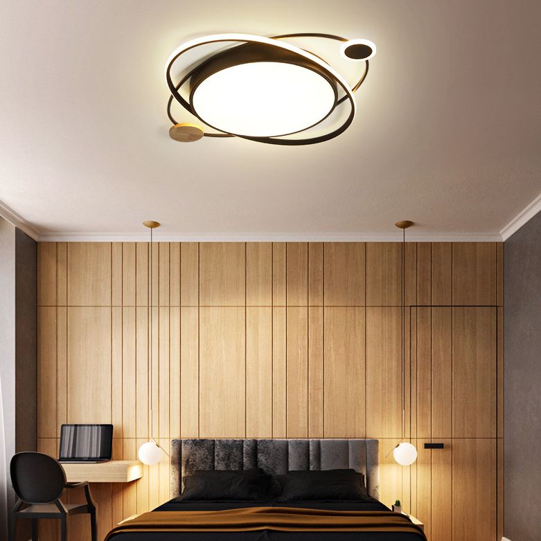 Round LED Flush Mounted Fixture Macaron Metal Bedroom LED Flush Ceiling Light