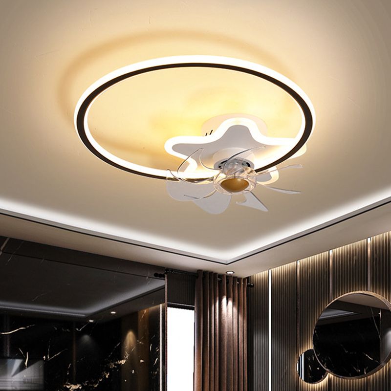 Ring and Star 7 Blades Ceiling Fan Lighting Nordic Acrylic Bedroom LED Semi-Flush Mount with Remote