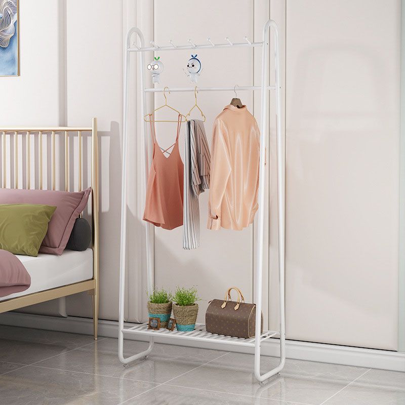 Modern Clothes Hanger Coat Hooks Free Standing Coat Rack with Storage Shelves