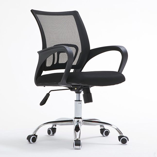 Modern Swivel Chair Adjustable Seat Height Fixed Arms Chair with Wheels