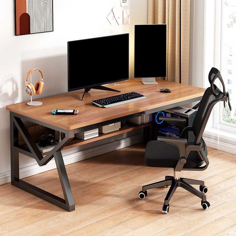 Wooden Office Desk Antique Finish Modern Computer Desk with Metal Legs