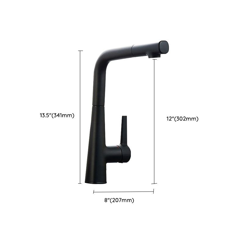 Modern Style Bar Faucet Copper Lever Handle Pull Down Gooseneck Bar Faucet