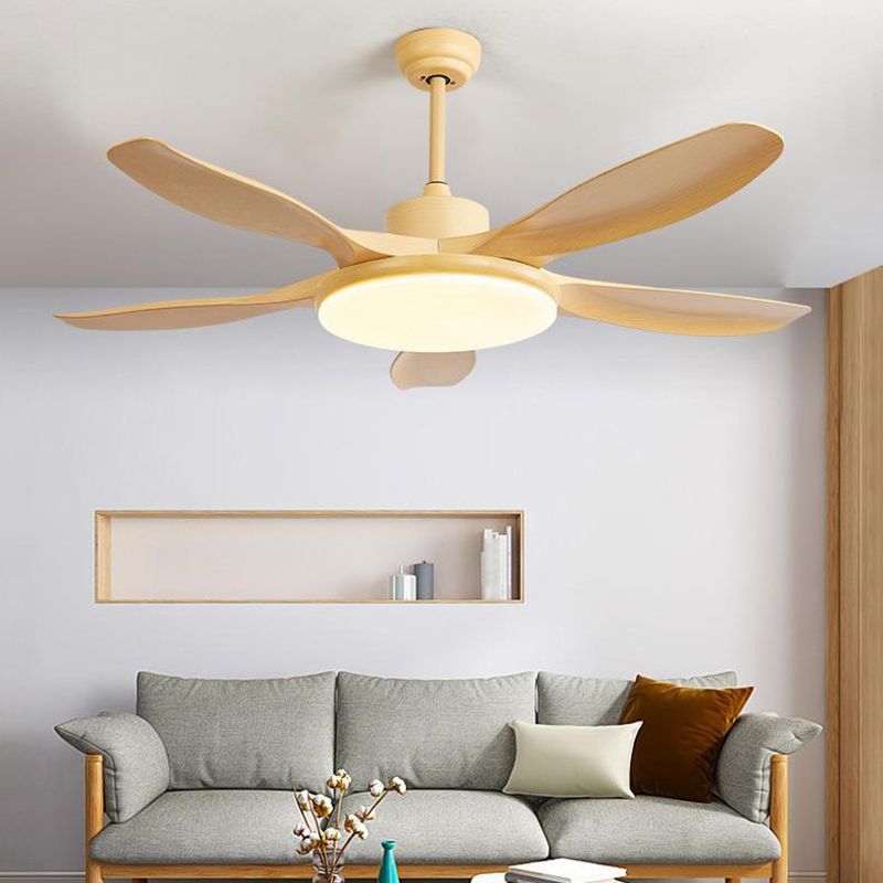 Fan Shape Wood Ceiling Fans Modern Style 1 Light Flush Ceiling Fan in Brown