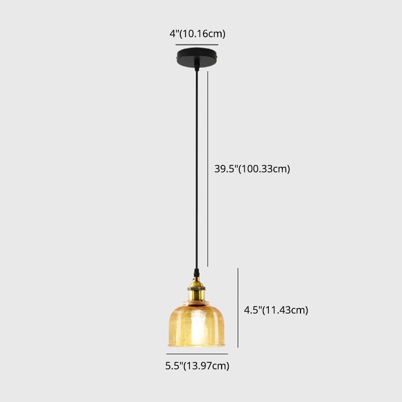 1 lichte hanglamp vintage industriële bel geribbeld glas hangende lamp voor eetkamer tafel