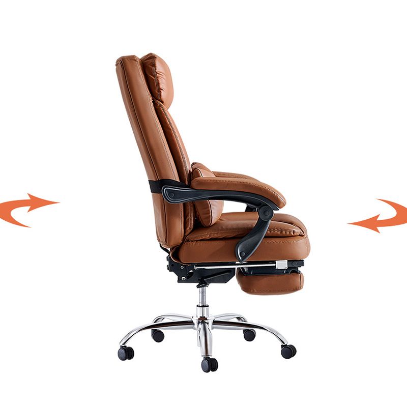 Modern Desk Chair Leather Computer Chair High-Back Chair in Brown