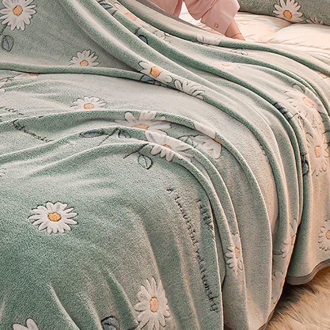 Fitted Sheet Flannel Floral Printed Wrinkle Resistant Breathable Super Soft Bed Sheet Set