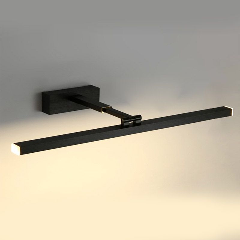 Modern Aluminum LED Vanity Light Straight Black Adjustable Mirror Light for Bathroom