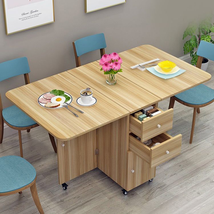 Madera de madera de la mesa moderna de comedor de pedestal con hoja de caída