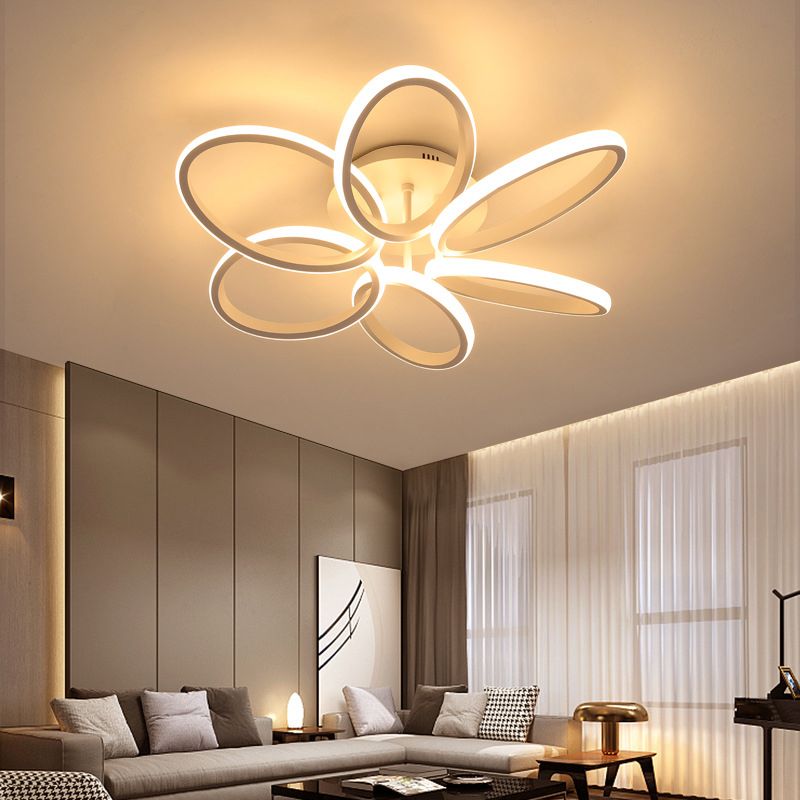 Petaloid Acrylique Shade LED Semi Flush Mount dans la simplicité moderne de plafond en métal pour le salon