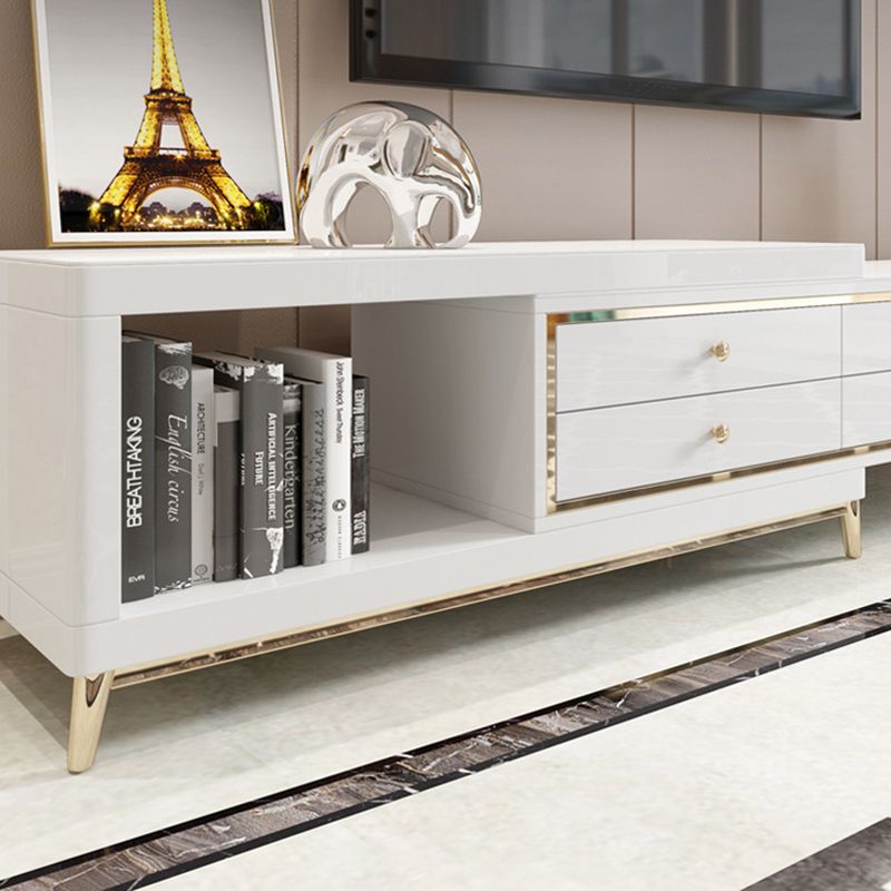 Glam Glass Stand Console Drawers Included Media Console with Legs