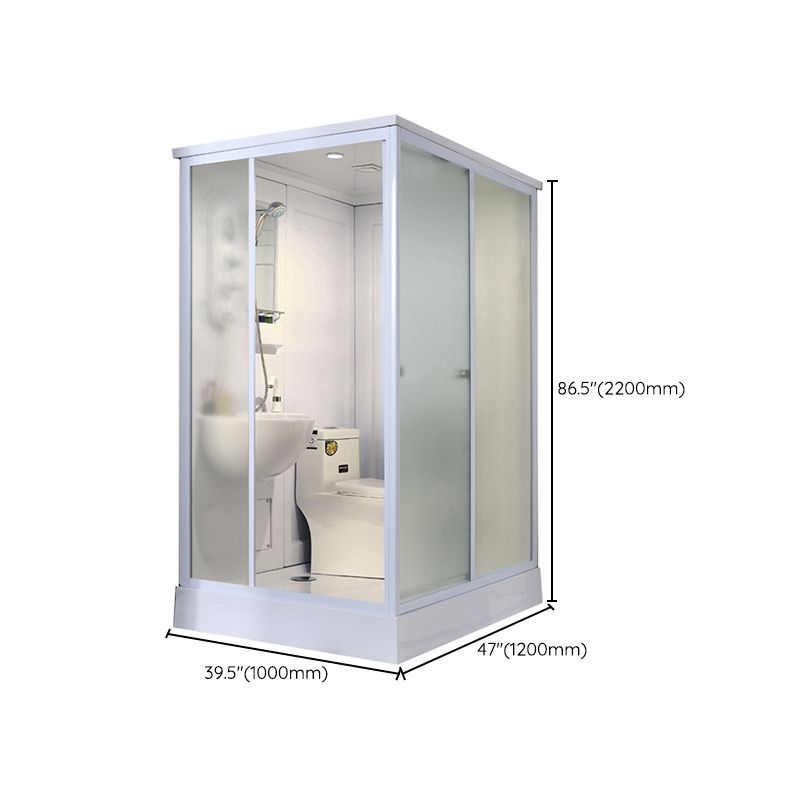 Framed Tempered Glass Shower Kit Included Framed Shower Stall in White without Toilet