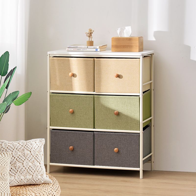 Contemporary Storage Chest Fabric Bins Chest with Drawers for Home/Office