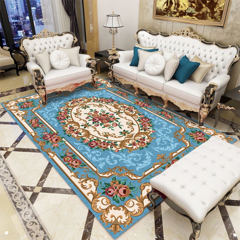 Antique Patterned Rug Multi-Color Polypropylene Indoor Rug Easy Care Washable Carpet for Parlor