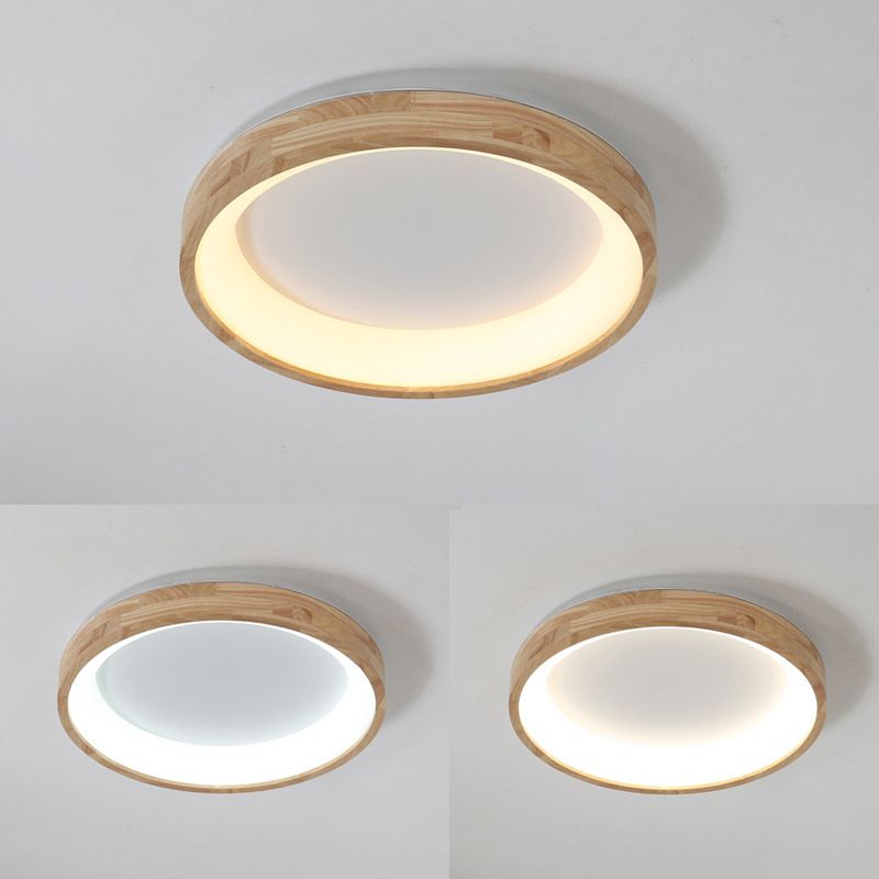 Modern Drum Shade Flush Mount Wood Flush Mount Light Fixture