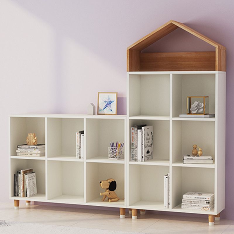 Industrial Closed Back Cubby Storage Bookcase Wood Bookshelf in Beech