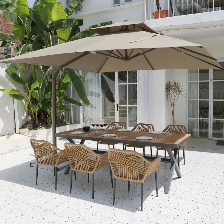 Contemporary Aluminum Frame Coffee Table Outdoor Dining Table