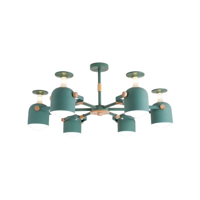 Green/Grey/White Goblet Shaped Chandelier Light Nordic Candy Colored Pendant Light for Kid Bedroom Kindergarten