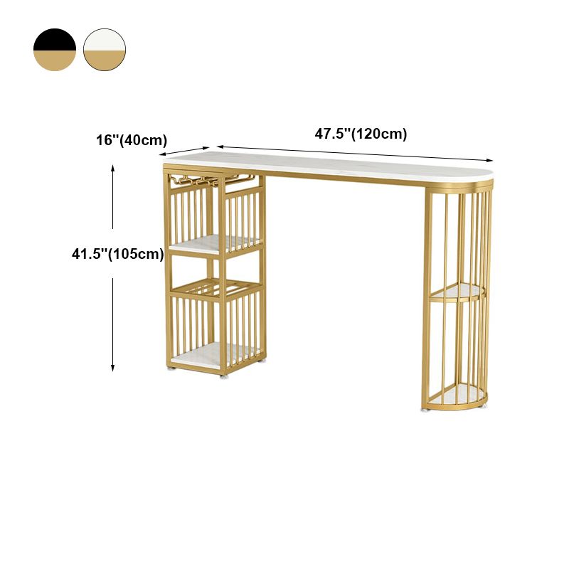 Glam White Marble Bar Table with Specialty Table Top Double Pedestal Table - 42" H