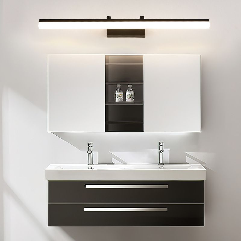 Metal Strip Mirror Light Modern Black LED Vanity Light for Bedroom