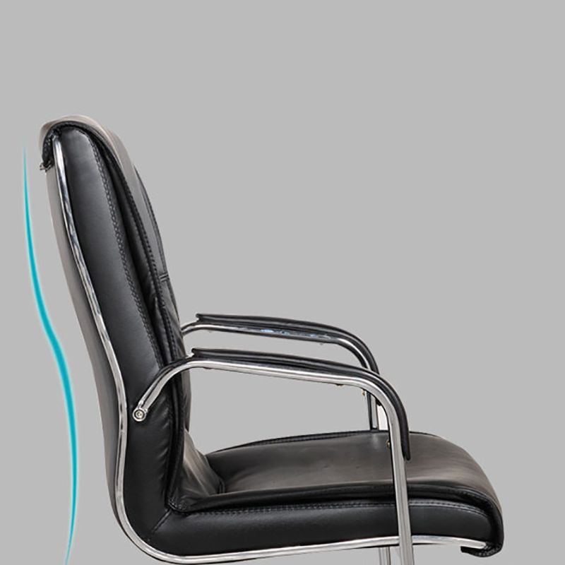 Contemporary Desk Chair Black Leather Arms Included Office Chair