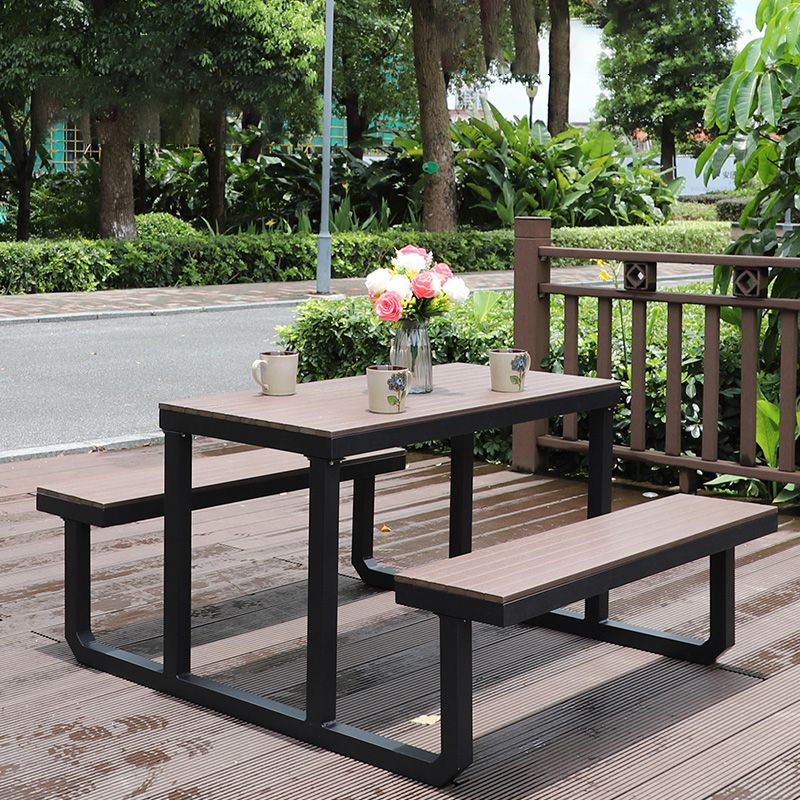 Contemporary Brown Rectangle Picnic Table UV Resistant Picnic Table