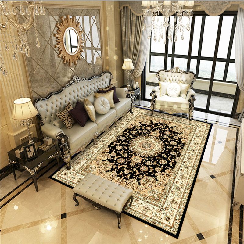 Antique Multicolor Glam Rug Polyester Floral Printed Carpet Pet Friendly Stain Resistant Anti-Slip Rug for Home