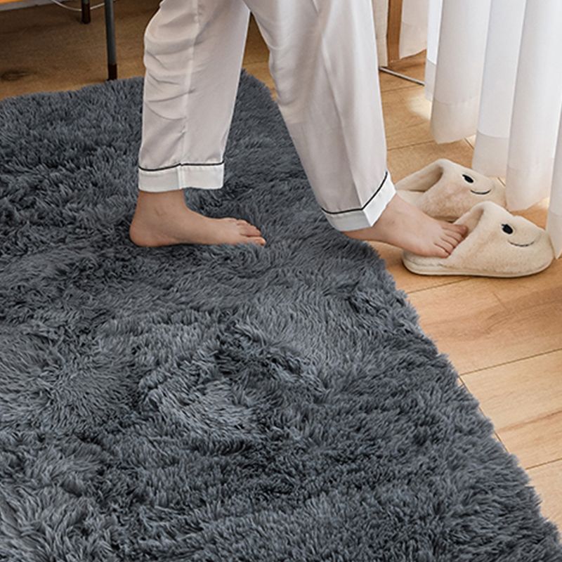 Trendy Home Decoration Area Rug Solid Shag Carpet Polyester Non-Slip Backing Indoor Carpet