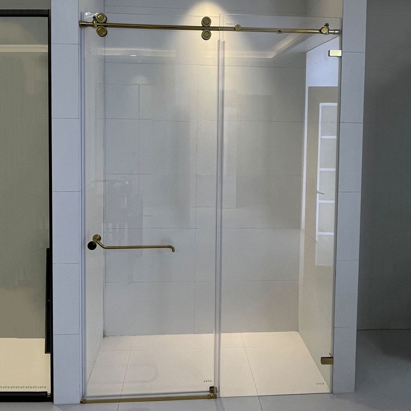 Minimalist Stainless Steel Hanging Wheel Frameless Single Sliding Shower Door