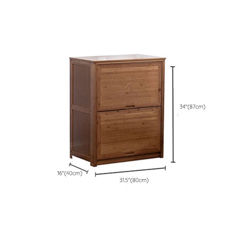 Mid-Century Modern Brown Accent Cabinet with Doors in Solid Wood