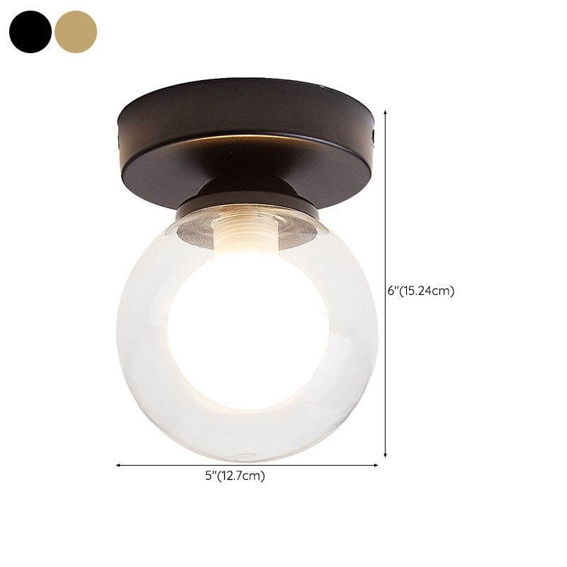 Modern Ceiling Light 1-Light Round Ceiling Mount Light with Glass Shade for Aisle