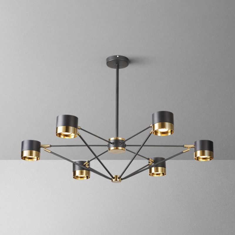 Cylindre postmoderne Chandelier Black Multi Light Chandelier Pendant pour salle à manger