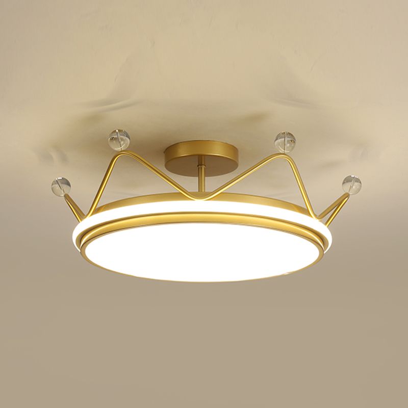 Modern Style Crown Shape Ceiling Fixtures Metal 2 Light Flush Ceiling Light Fixtures