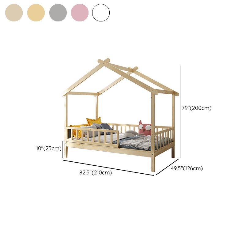 Solid Wood Nursery Crib with Casters Scandinavian Baby Crib with Guardrail