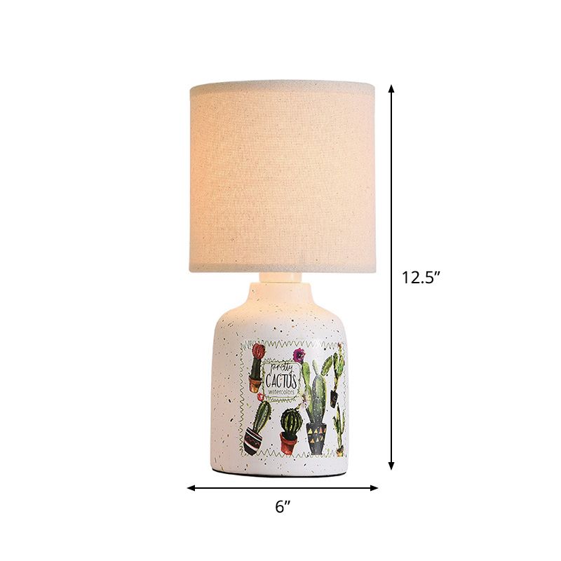 Cartoon 1 Head Desk Lamp with Porcelain White/Yellow Smile/Star/Plant Reading Book Light for Study Room